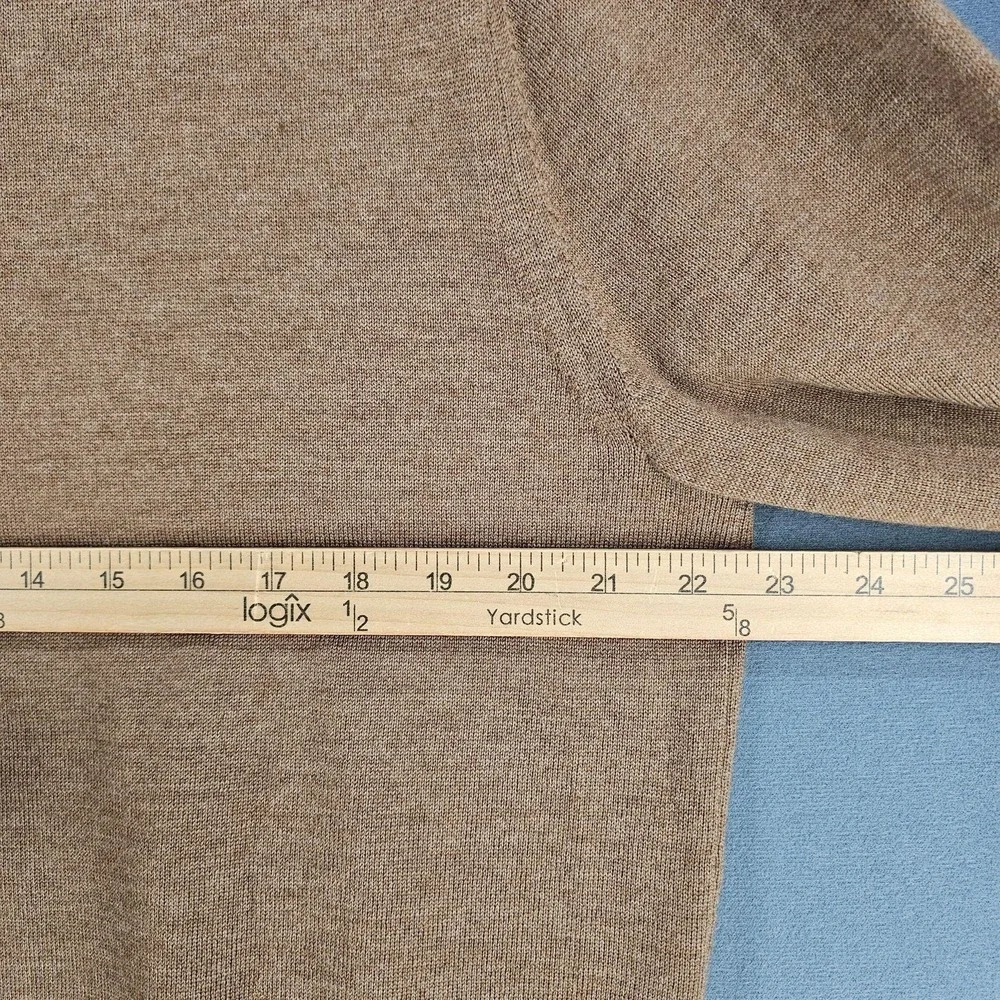 UNTUCKit Sweater Mens Large Brown 1/4 Zip Merino Wool Mock Neck Pullover Knit
